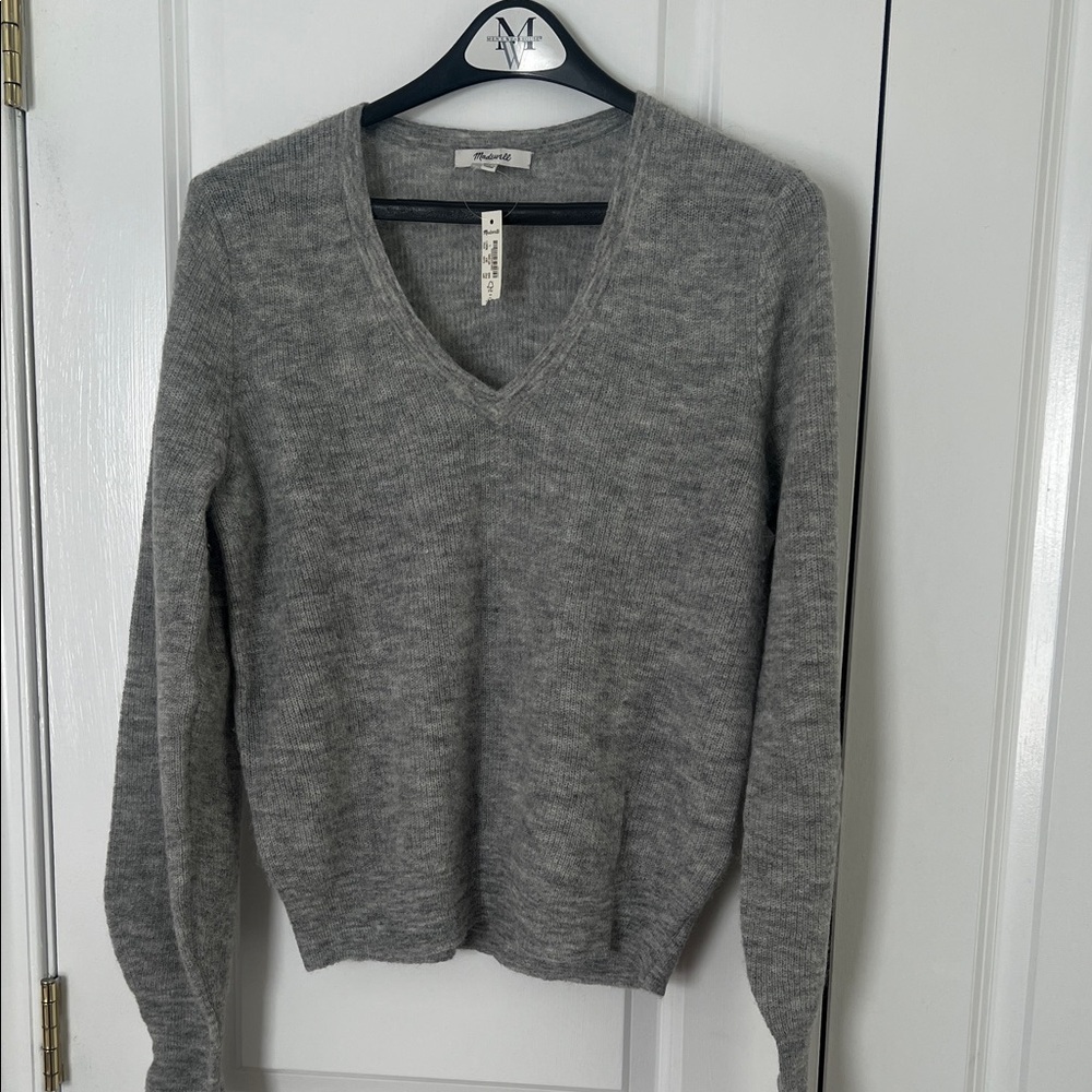 Madewell alpaca blend deep v neck sweater size large BNWT